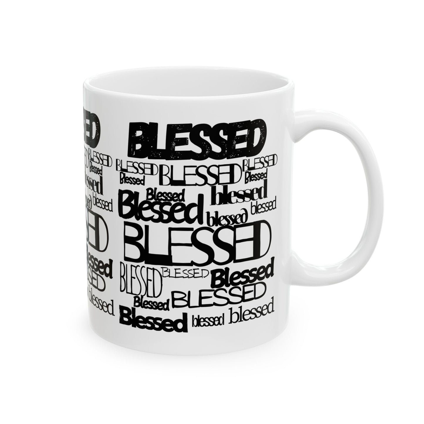 Blessed in Every Font Ceramic Mug, (11oz, 15oz)