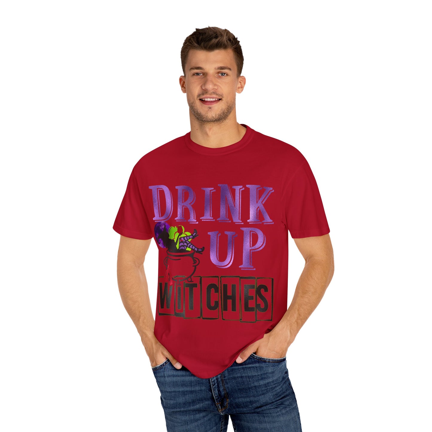 Drink Up Halloween Unisex Garment-Dyed T-shirt