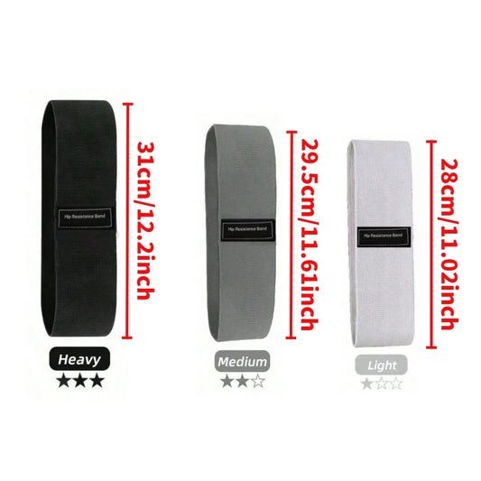 Basic Fabric Resistance Bands Set - 3-Pack with Heavy, Medium, and Light Tension