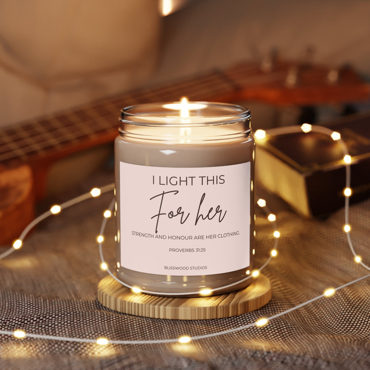 I Light This For Her Scented Soy Candle | Proverbs 31:25 Scripture Candle (9oz)
