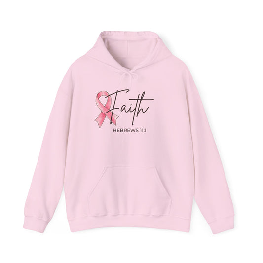 Faith Pink Ribbon Hoodie | Hebrews 11:1 Breast Cancer Awareness Sweatshirt