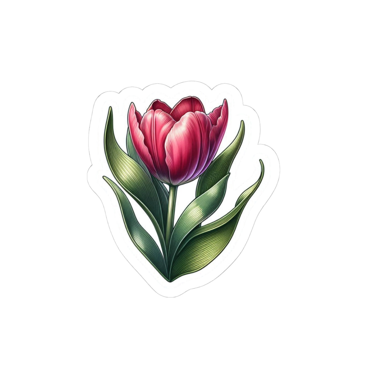 Tulip Kiss-Cut Sticker — Pink Floral Laptop Decal