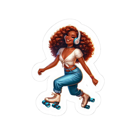 Retro Roller Girl  Kiss-Cut Sticker