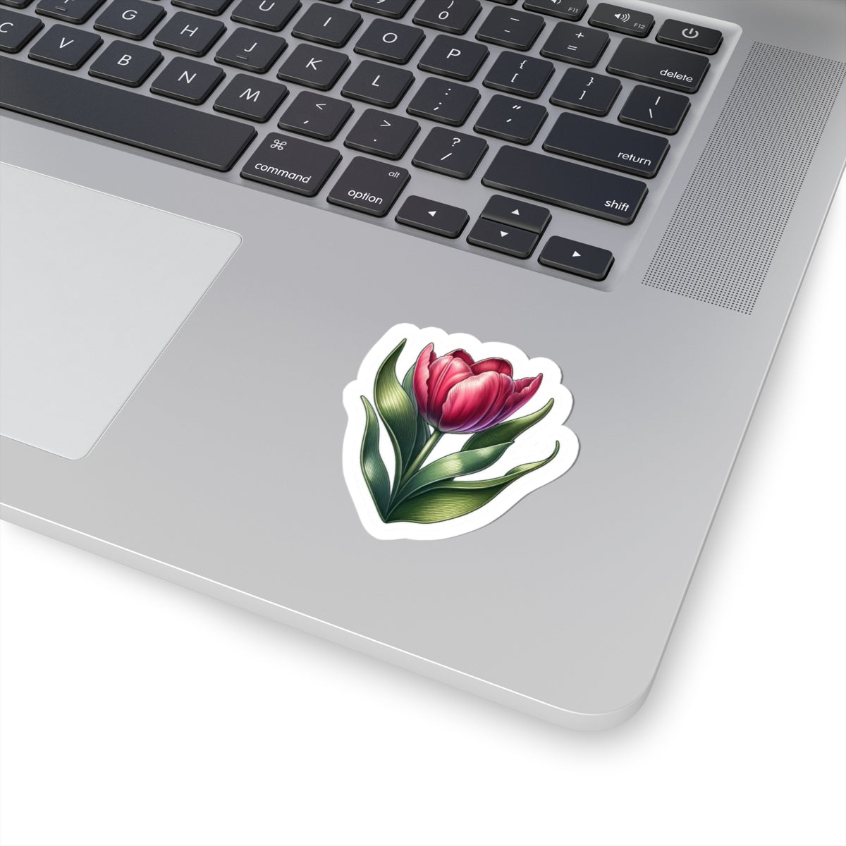 Tulip Kiss-Cut Sticker — Pink Floral Laptop Decal