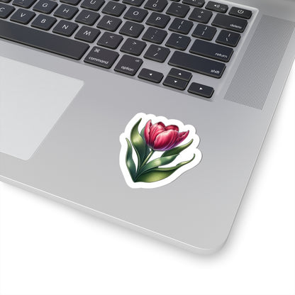 Tulip Kiss-Cut Sticker — Pink Floral Laptop Decal
