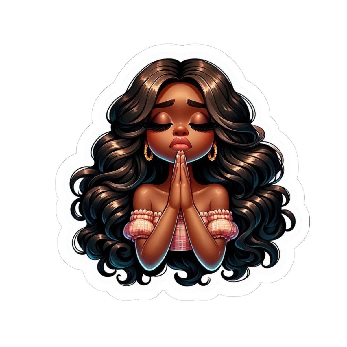 Praying Girl Kiss-Cut Sticker — Faith & Devotion Decal
