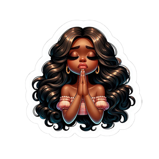 Praying Girl Kiss-Cut Sticker — Faith & Devotion Decal