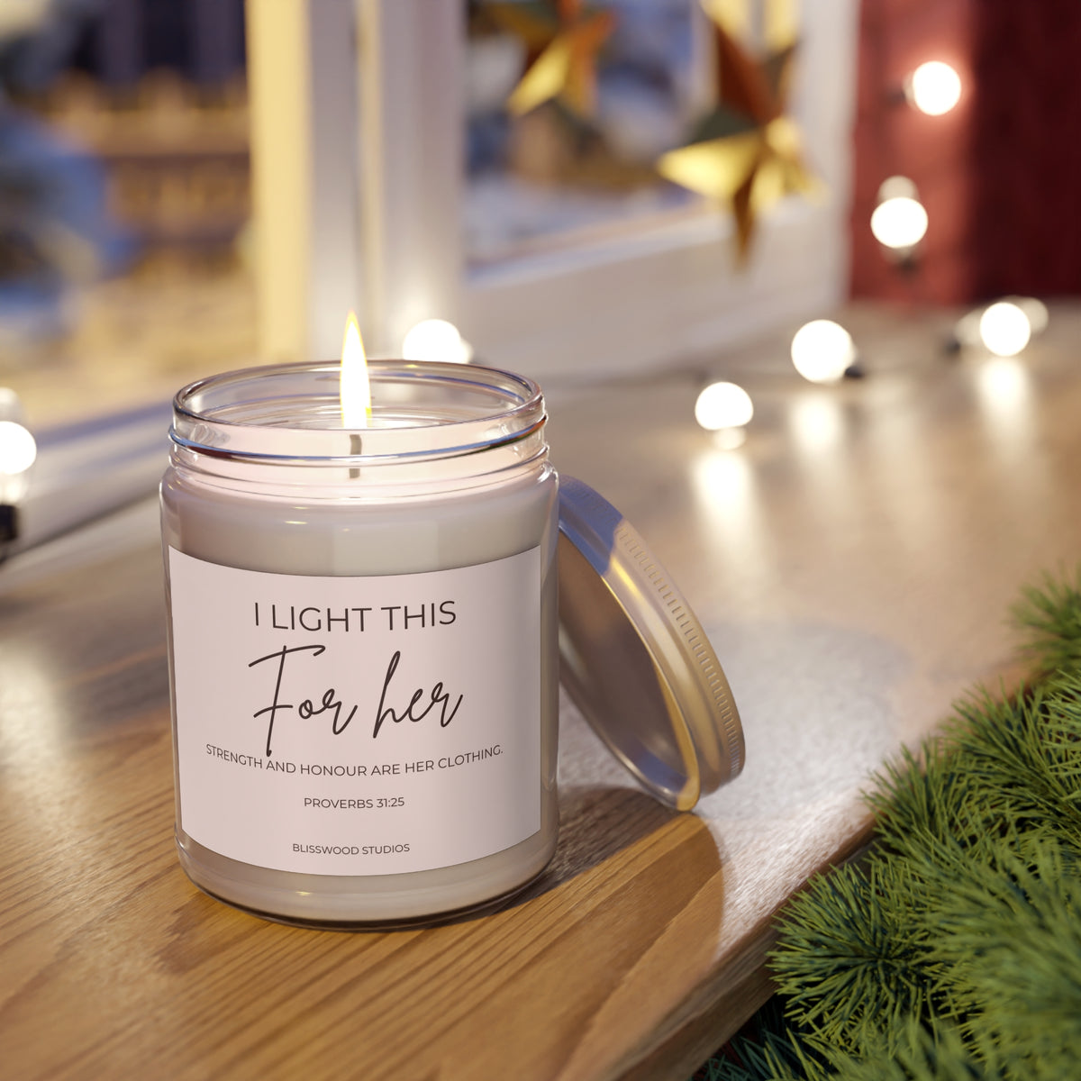 I Light This For Her Scented Soy Candle | Proverbs 31:25 Scripture Candle (9oz)