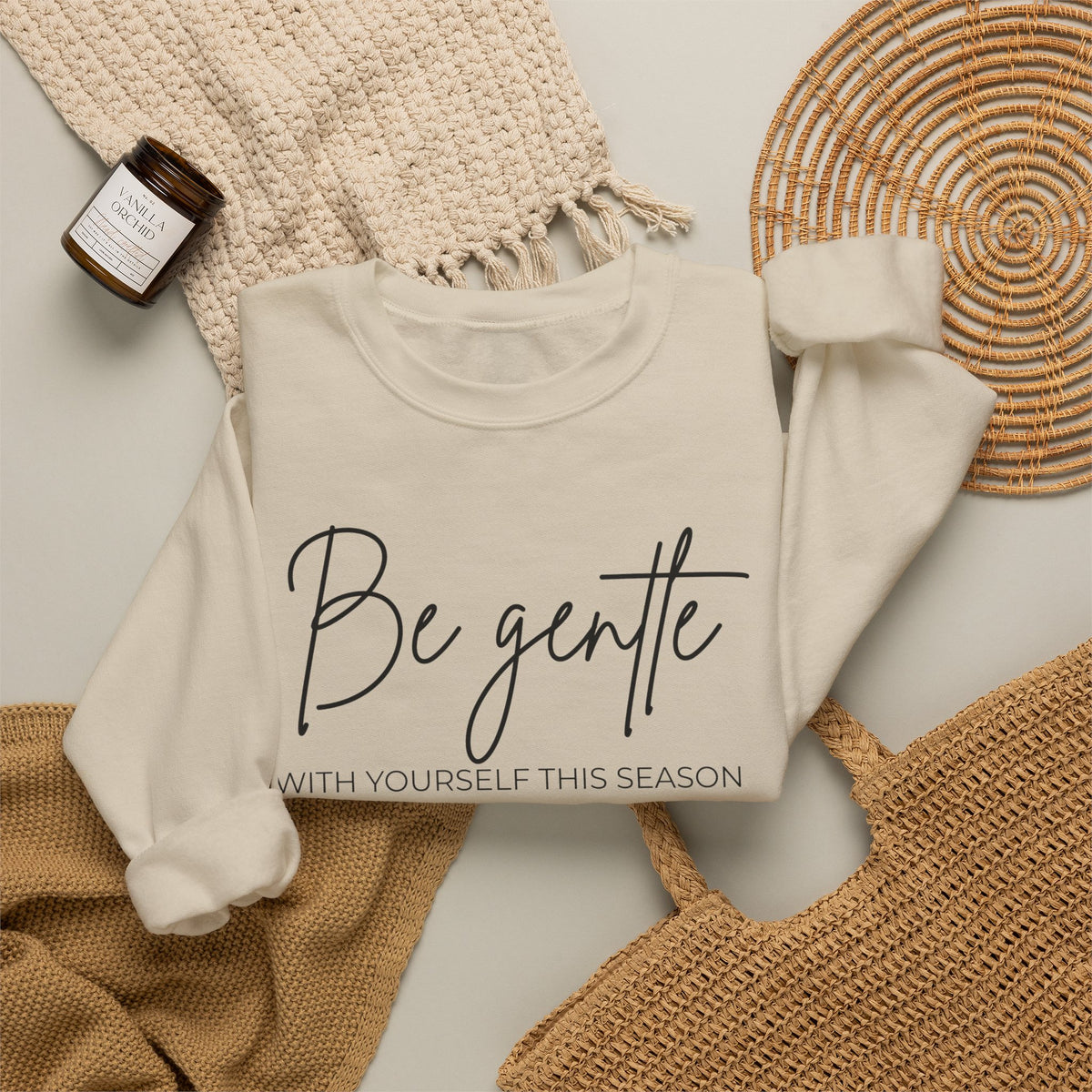 Be Gentle Crewneck Sweatshirt – Light Pink & Sand