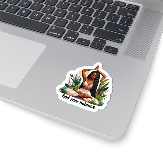 Find Your Balance Yoga Sticker — Meditation & Self‑Care Kiss‑Cut Vinyl
