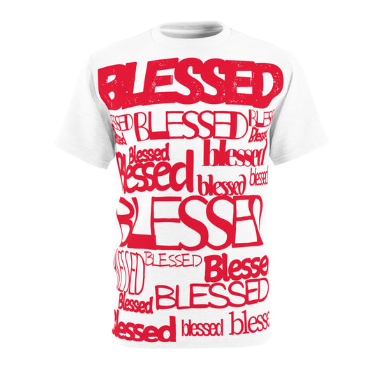 Blessed in Every Font Graphic Tee-Red