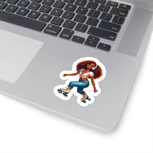 Retro Roller Girl  Kiss-Cut Sticker