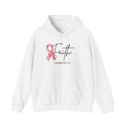Faith Pink Ribbon Hoodie | Hebrews 11:1 Breast Cancer Awareness Sweatshirt