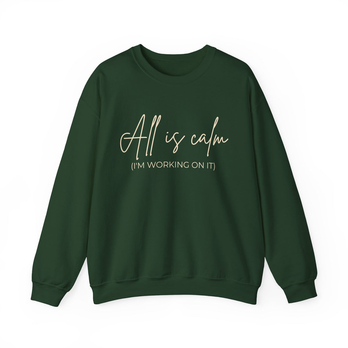 All Is Calm Crewneck Sweatshirt – Maroon & Forest Green