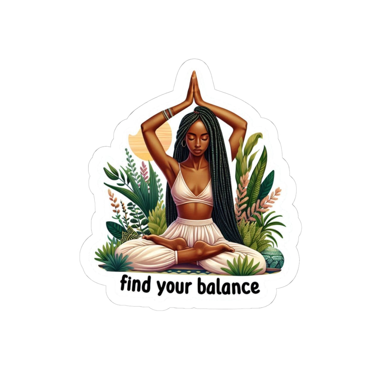 Find Your Balance Yoga Sticker — Meditation & Self‑Care Kiss‑Cut Vinyl