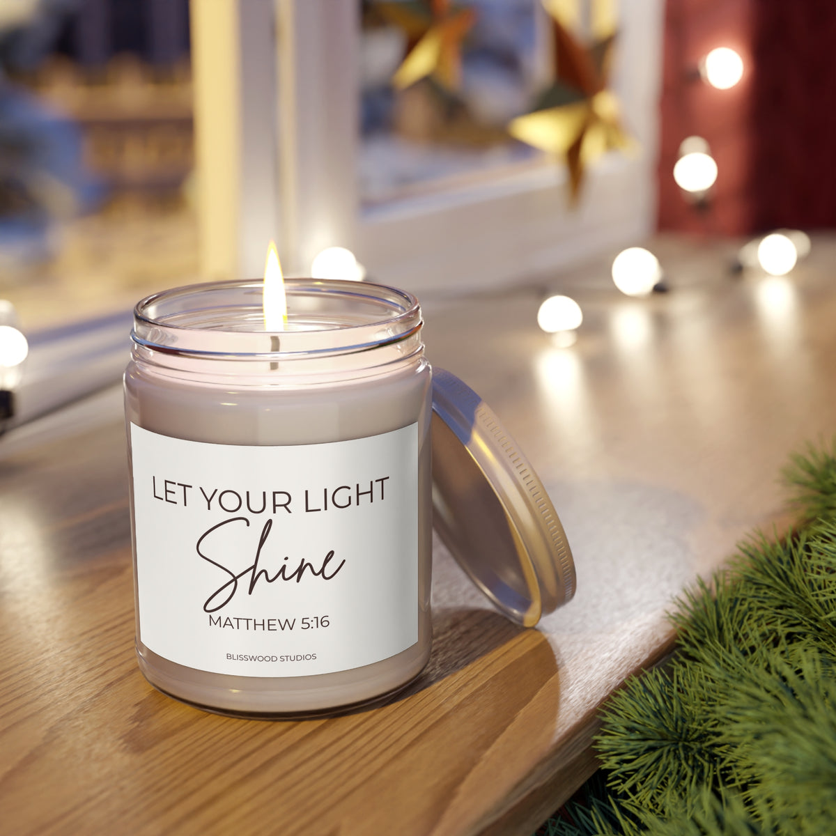 Let Your Light Shine Soy Candle – Matthew 5:16, 9oz Scented Jar