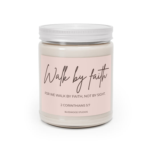 Walk by Faith Scented Soy Candle | 2 Corinthians 5:7 Scripture Candle (9oz)