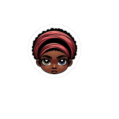 Afro Girl Head Sticker — Cute Brown Skin Character Kiss-Cut Laptop Decal