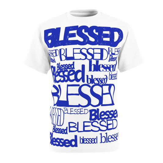 Blessed in Every Font Graphic Tee-Blue