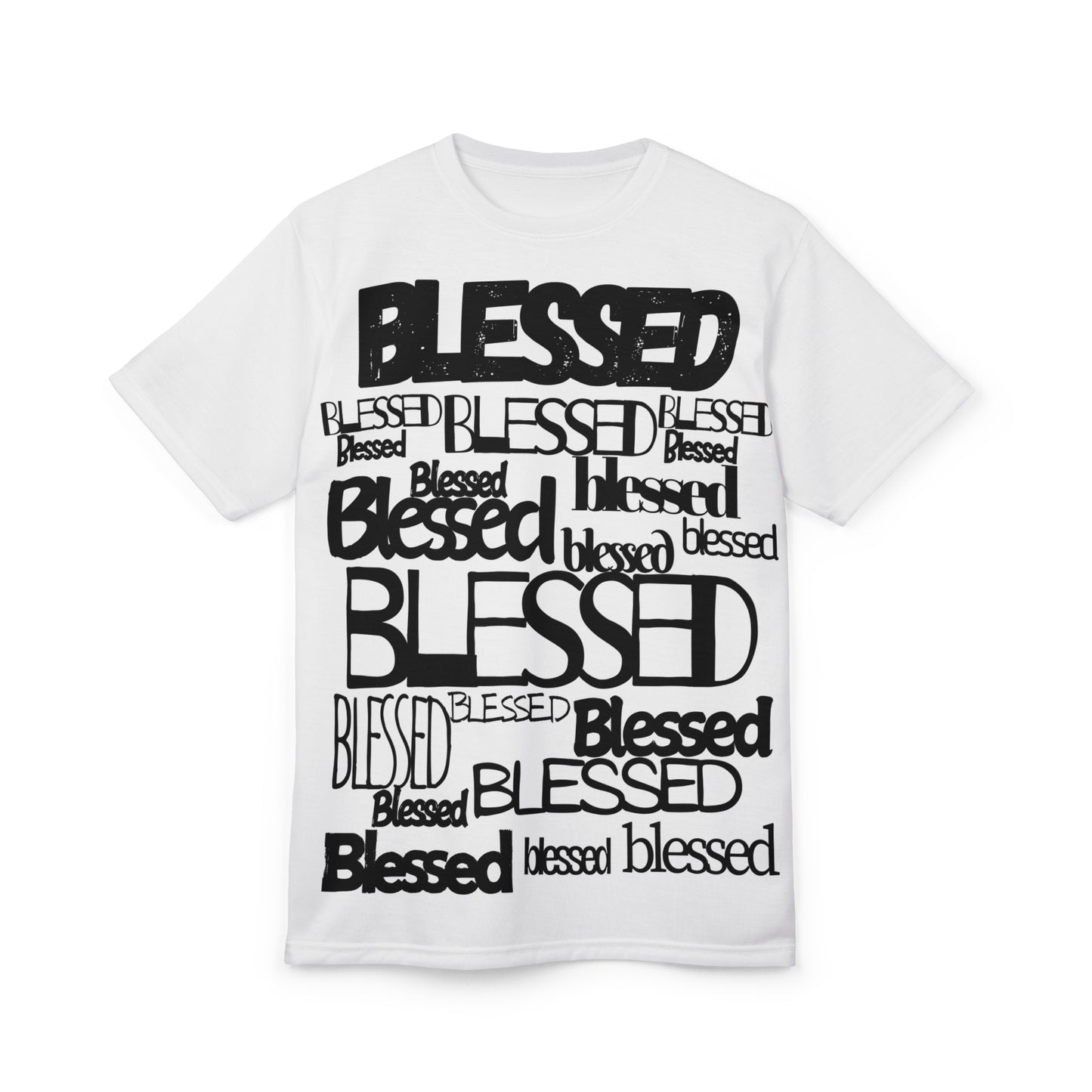 Blessed in Every Font Graphic Tee (AOP)