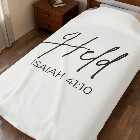 Held Velveteen Plush Blanket – Isaiah 41:10