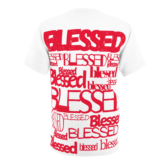 Blessed in Every Font Graphic Tee-Red