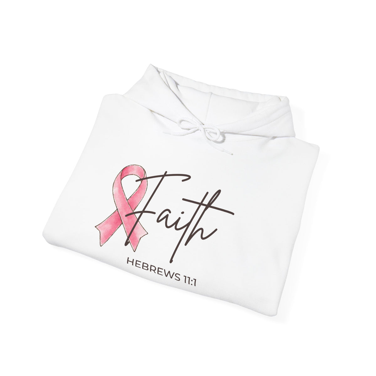 Faith Pink Ribbon Hoodie | Hebrews 11:1 Breast Cancer Awareness Sweatshirt