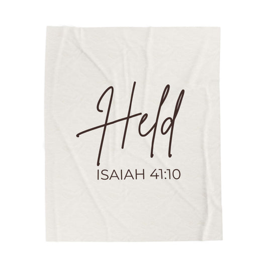 Held Velveteen Plush Blanket – Isaiah 41:10