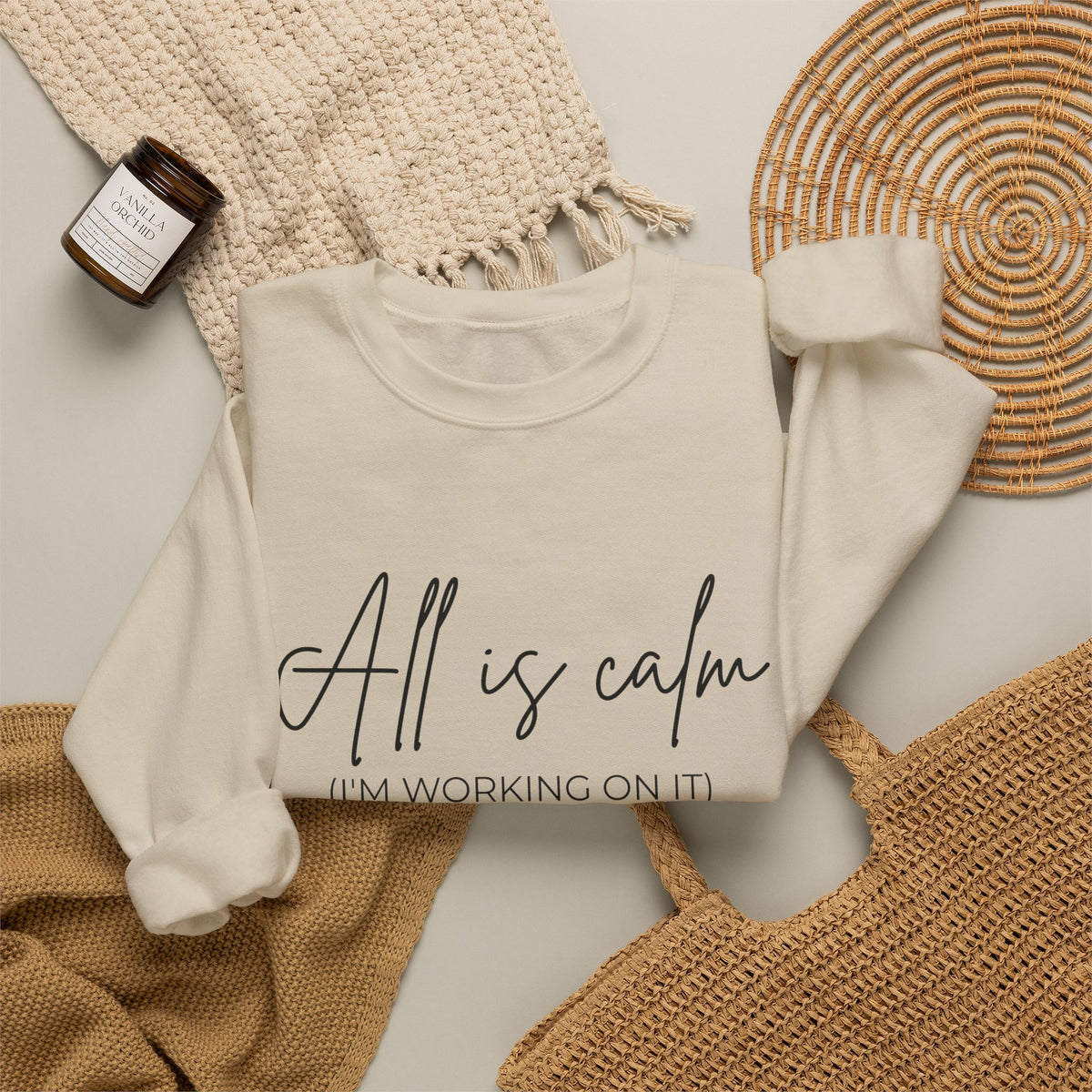 All Is Calm Crewneck Sweatshirt – Sand