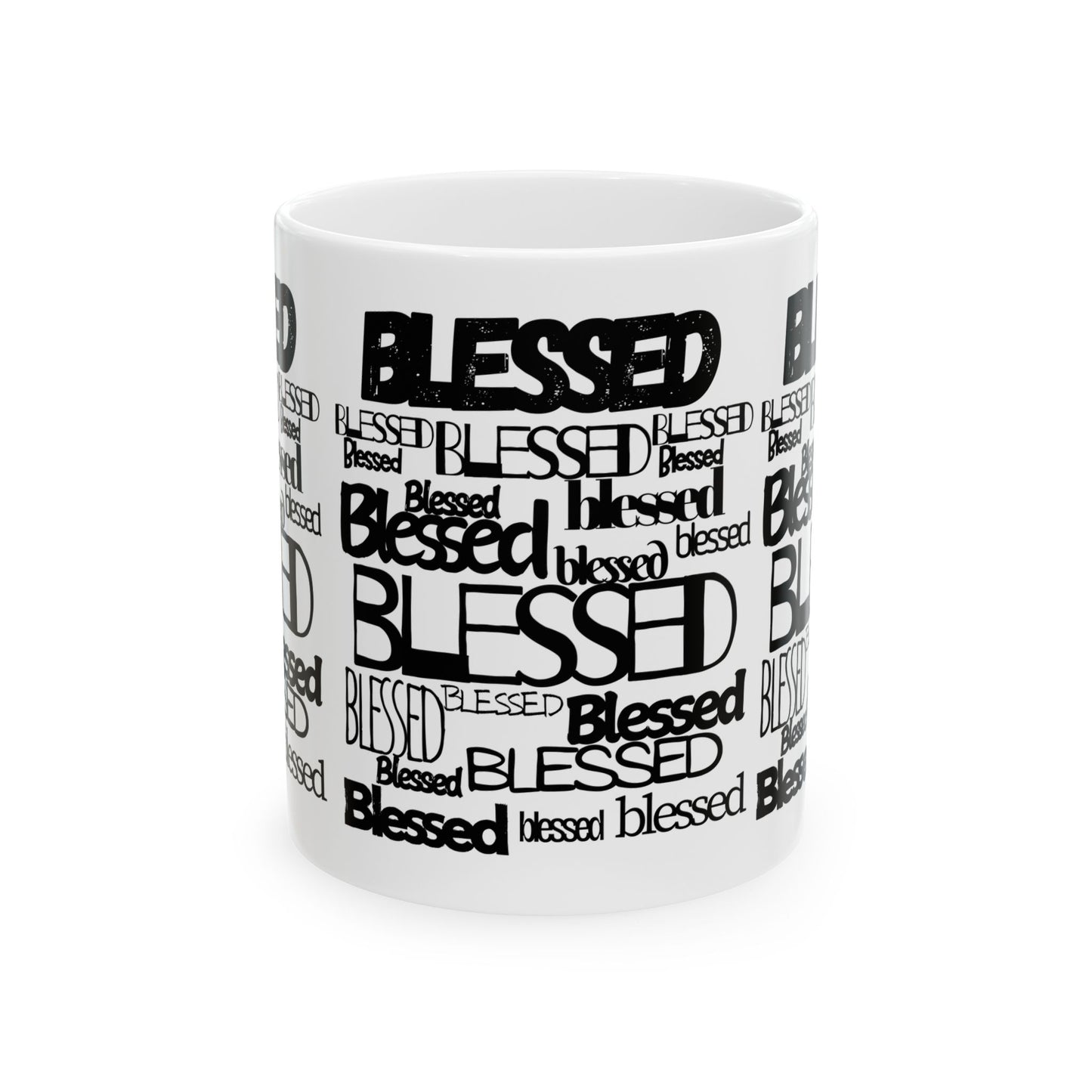 Blessed in Every Font Ceramic Mug, (11oz, 15oz)