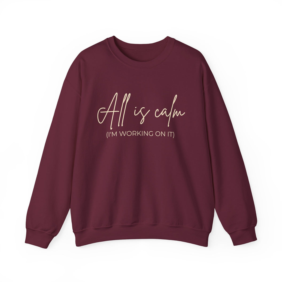 All Is Calm Crewneck Sweatshirt – Maroon & Forest Green