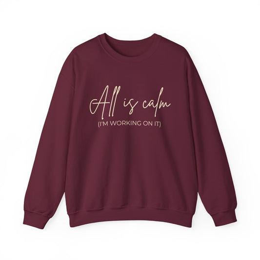 All Is Calm Crewneck Sweatshirt – Maroon & Forest Green