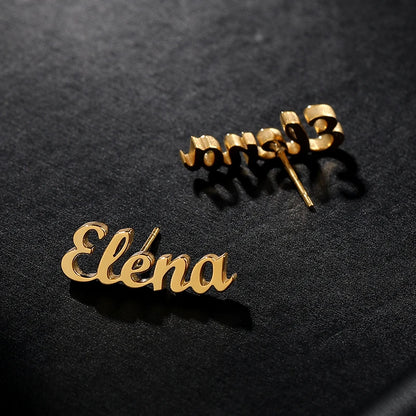 Personalized Initial Letter Earrings - Custom Nameplate stud earrings