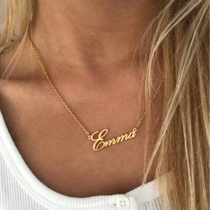 Personalized Gold Stainless steel Nameplate Choker Necklace-Custom Letter Jewelry Gift