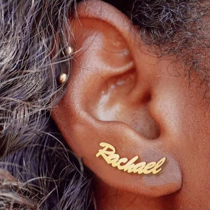 Personalized Initial Letter Earrings - Custom Nameplate stud earrings
