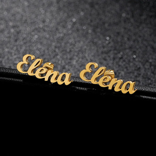 Personalized Initial Letter Earrings - Custom Nameplate stud earrings