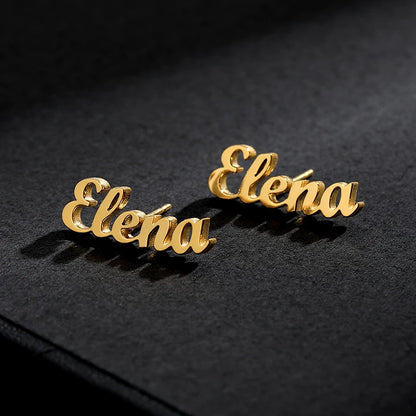 Personalized Initial Letter Earrings - Custom Nameplate stud earrings