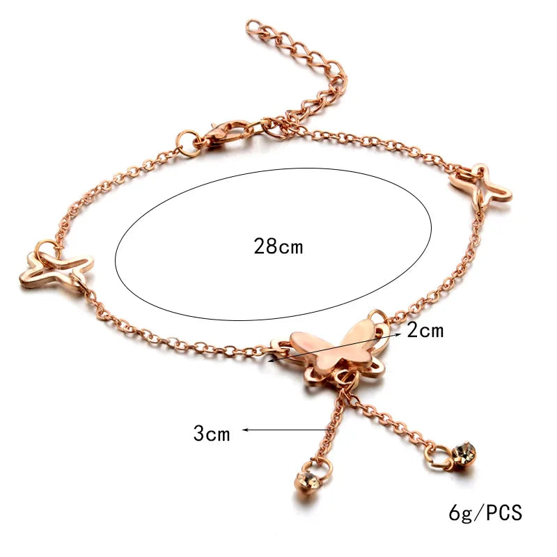 Trendy Butterfly Pendant Anklet - Elegant Summer Beach Leg Chain