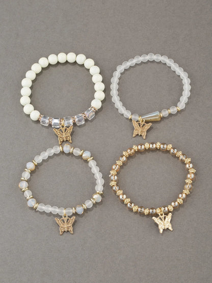 Charming Butterfly Beaded Bracelet Set - Trendy Stackable Jewelry for Women