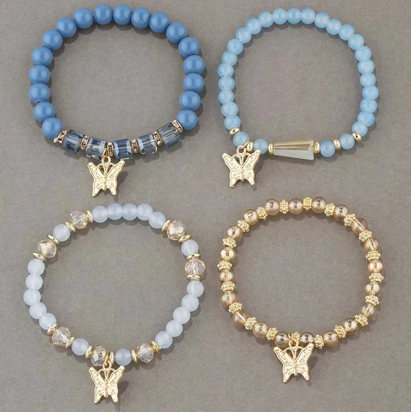 Charming Butterfly Beaded Bracelet Set - Trendy Stackable Jewelry for Women