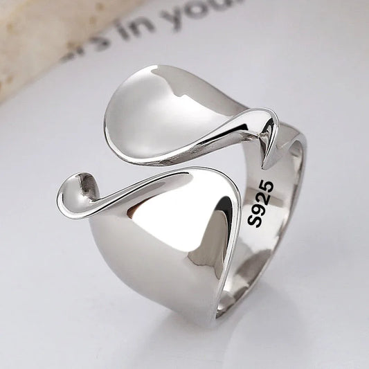 Elegant Minimalist Sterling Silver Ring - Handmade Open Design for Women