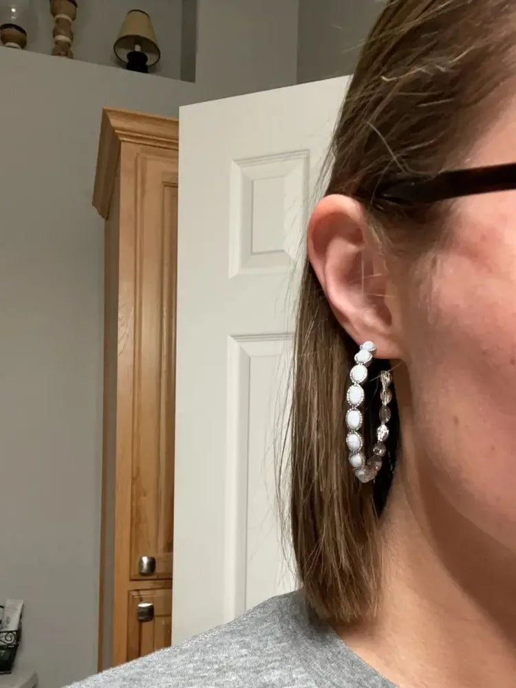 Western Bohemian C-Shaped Hoop Earrings - Vintage-Inspired Simulated Turquoise Jewelry