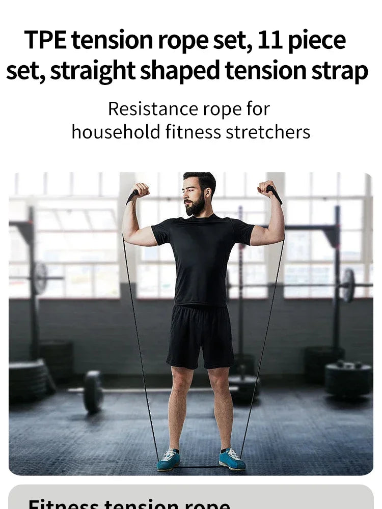 Ultimate 11-Piece Resistance Band Set - Versatile Fitness Training Kit with Handles, Door Anchor, and Carry Bag