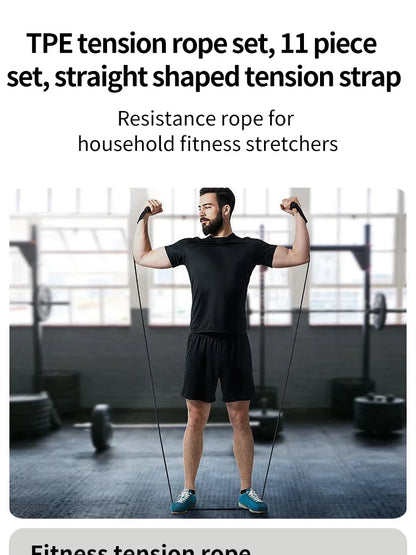 Ultimate 11-Piece Resistance Band Set - Versatile Fitness Training Kit with Handles, Door Anchor, and Carry Bag