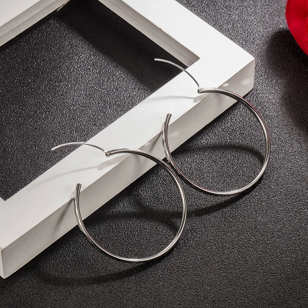 Kaleidoscope Texture Sterling Silver Hoop Earrings - Intricate Embossed Detail