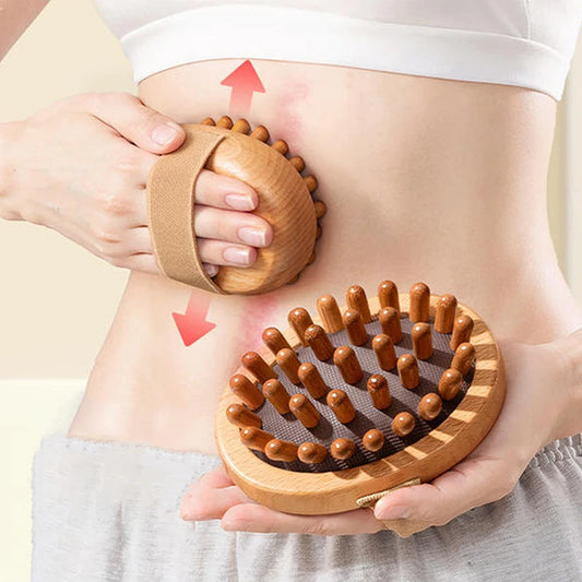Ergonomic Body Anti-Cellulite Massage Brush - Wooden Spa Essential for Relaxation