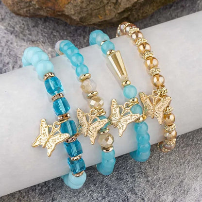 Charming Butterfly Beaded Bracelet Set - Trendy Stackable Jewelry for Women