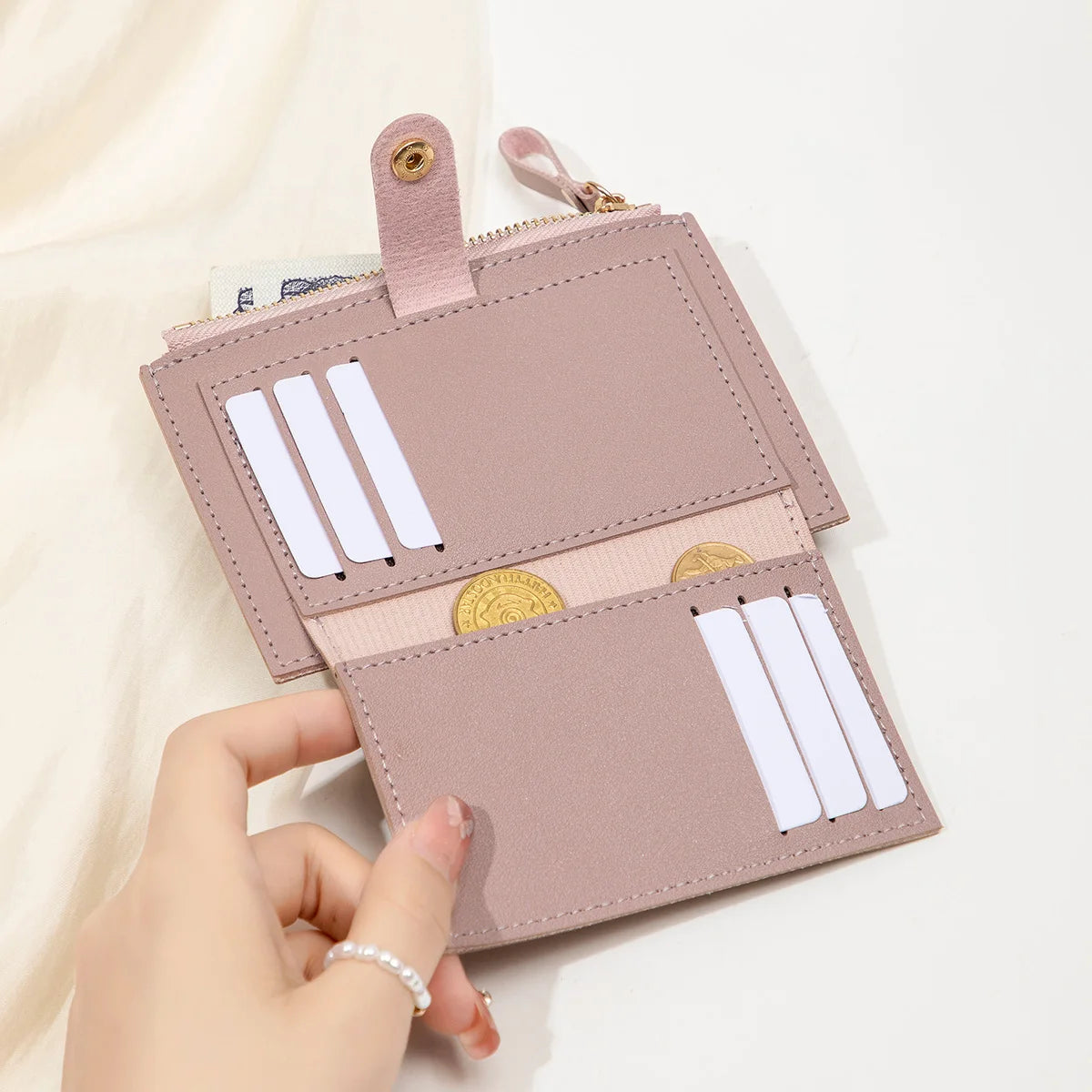 Sleek Minimalist Women's Wallet - Ultra Thin PU Leather Card Holder