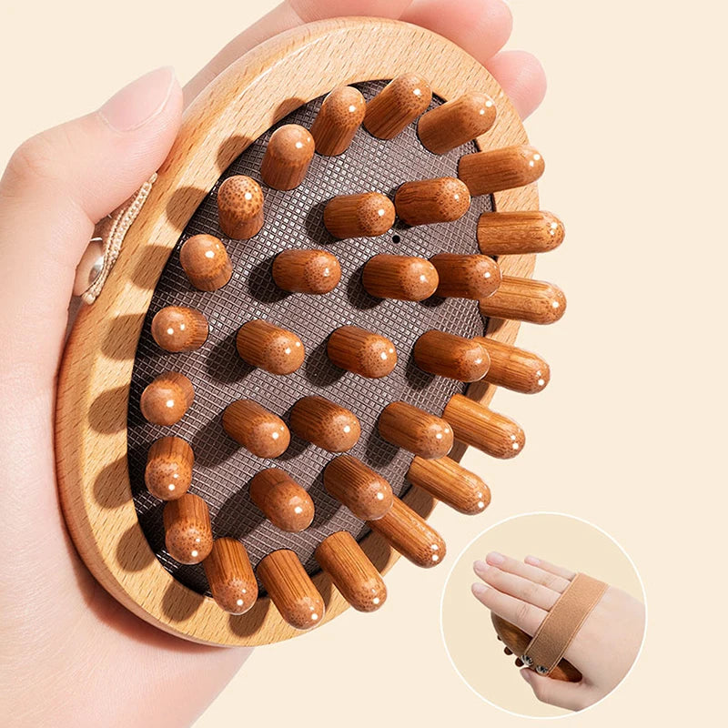 Ergonomic Body Anti-Cellulite Massage Brush - Wooden Spa Essential for Relaxation