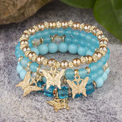 Charming Butterfly Beaded Bracelet Set - Trendy Stackable Jewelry for Women